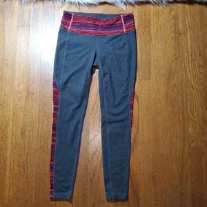 Athleta Charcoal and Red Patterned Leggings